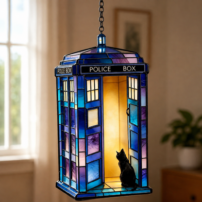 TARDIS Christmas Stained Glass Hanging Decor