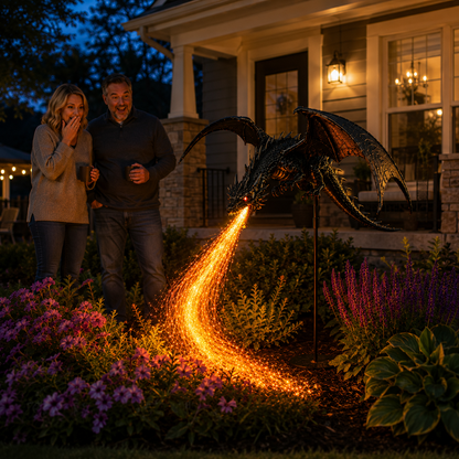 Fiber Optic Fire-Breathing Dragon Garden Decor