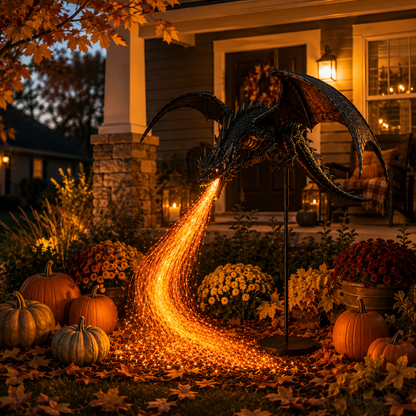 Fiber Optic Fire-Breathing Dragon Garden Decor