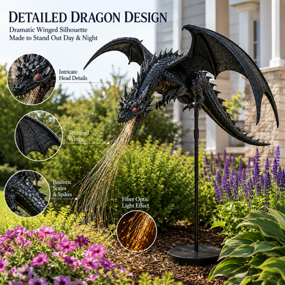 Fiber Optic Fire-Breathing Dragon Garden Decor