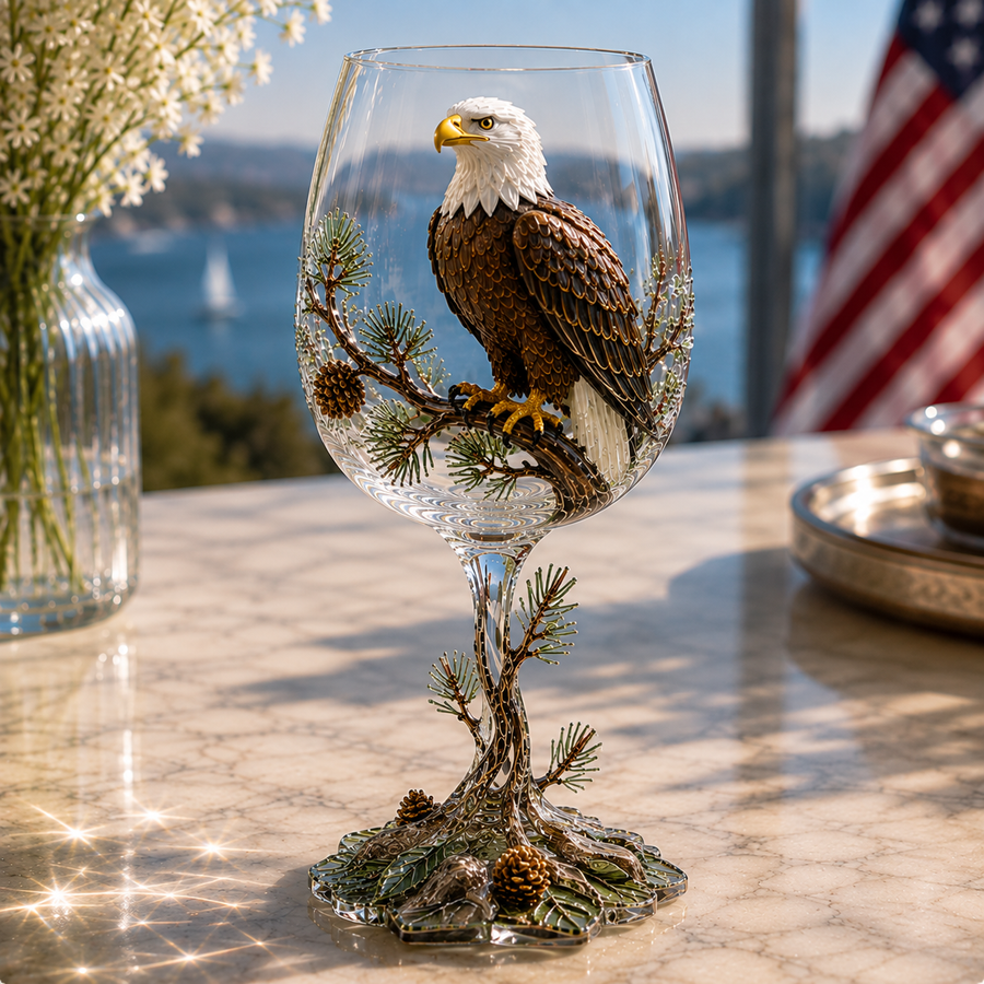Bald Eagle wine glass