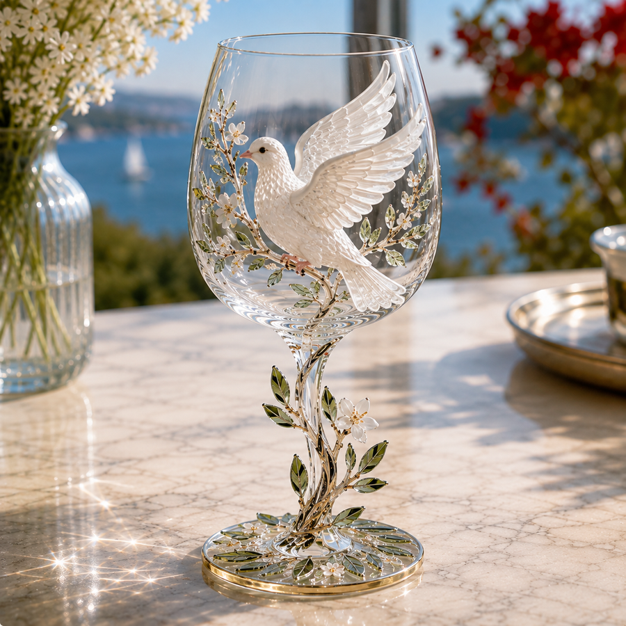 White Dove wine glass