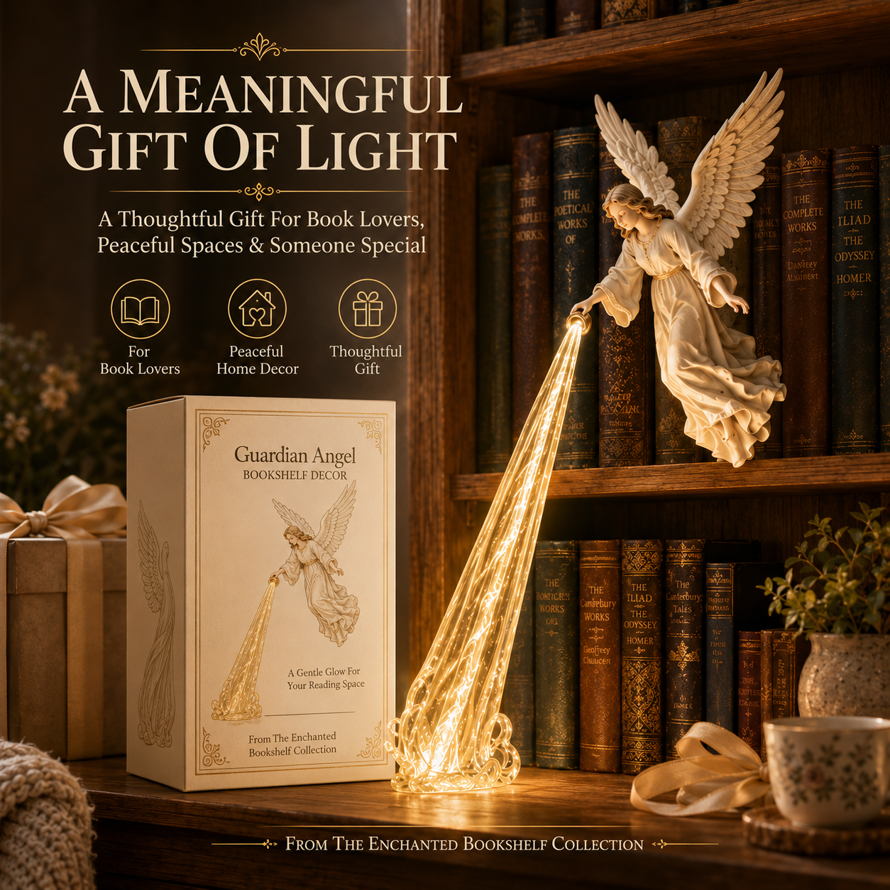 🎁 Heavenly Guardian — Angel Beam Bookshelf Decor