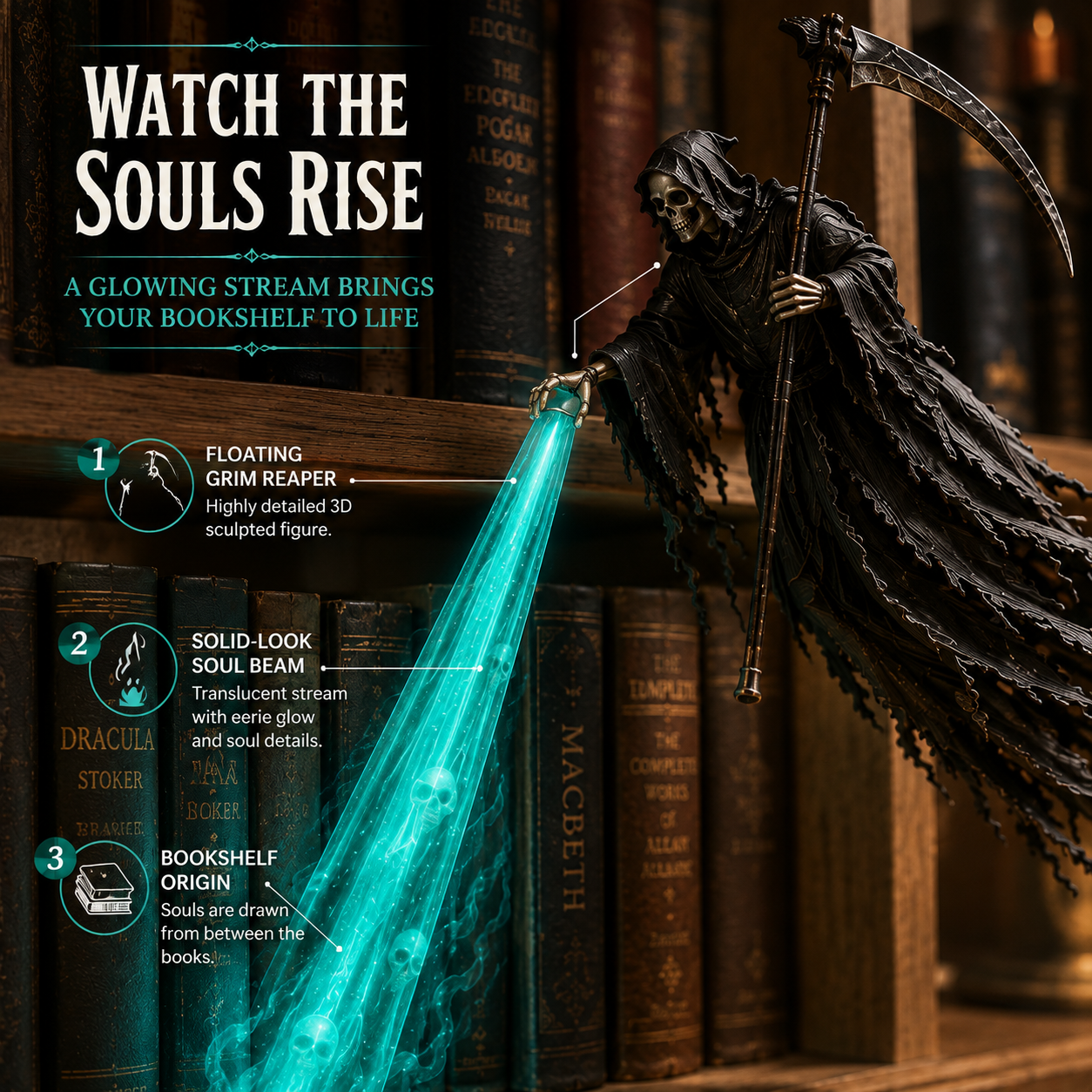 👻👻The Soul Collector — Haunted Reaper Shelf Light