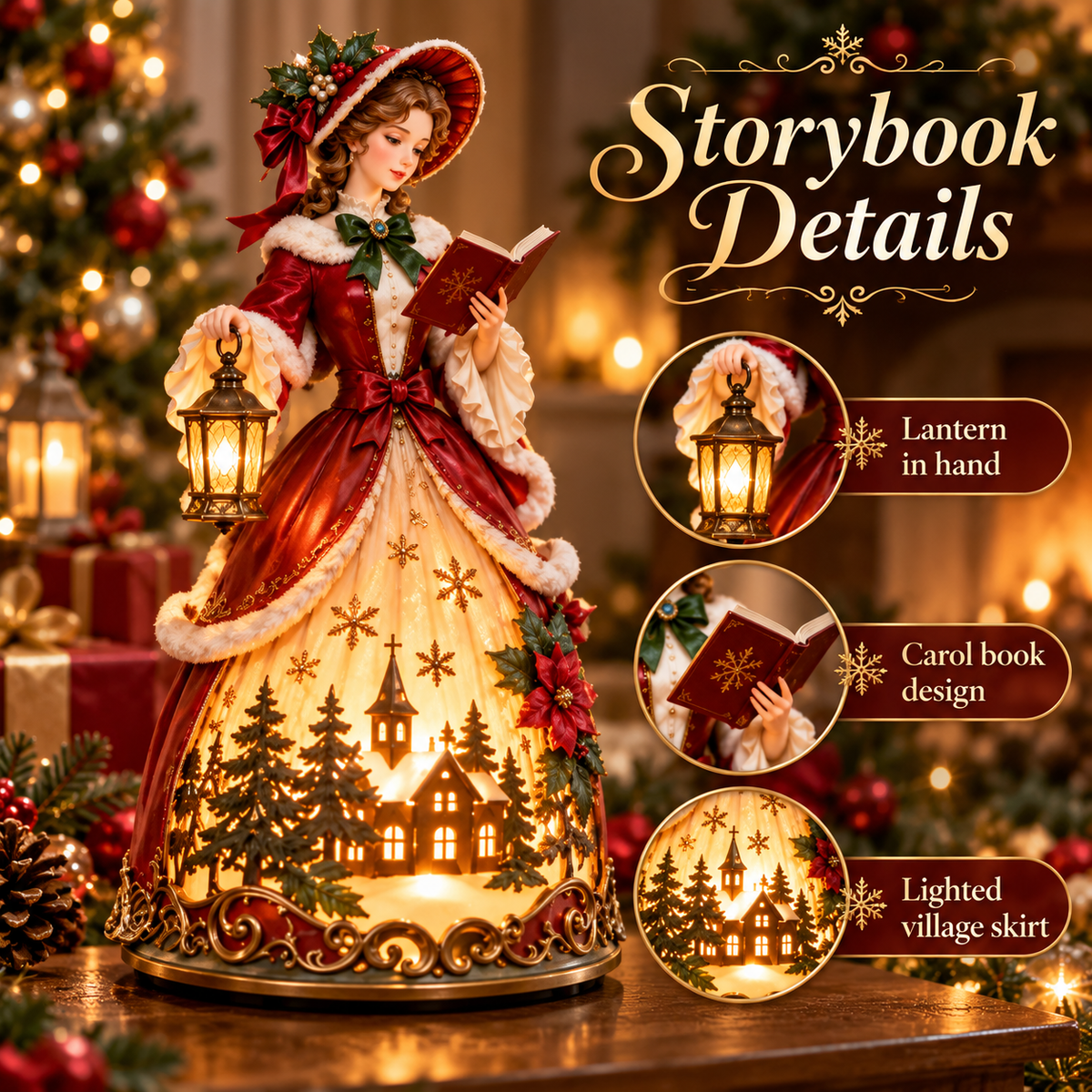 🎄 Victorian Christmas Caroler Lady Lamp– Lighted Holiday Tabletop Decor