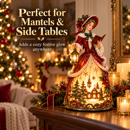 🎄 Victorian Christmas Caroler Lady Lamp– Lighted Holiday Tabletop Decor