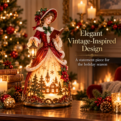 🎄 Victorian Christmas Caroler Lady Lamp– Lighted Holiday Tabletop Decor