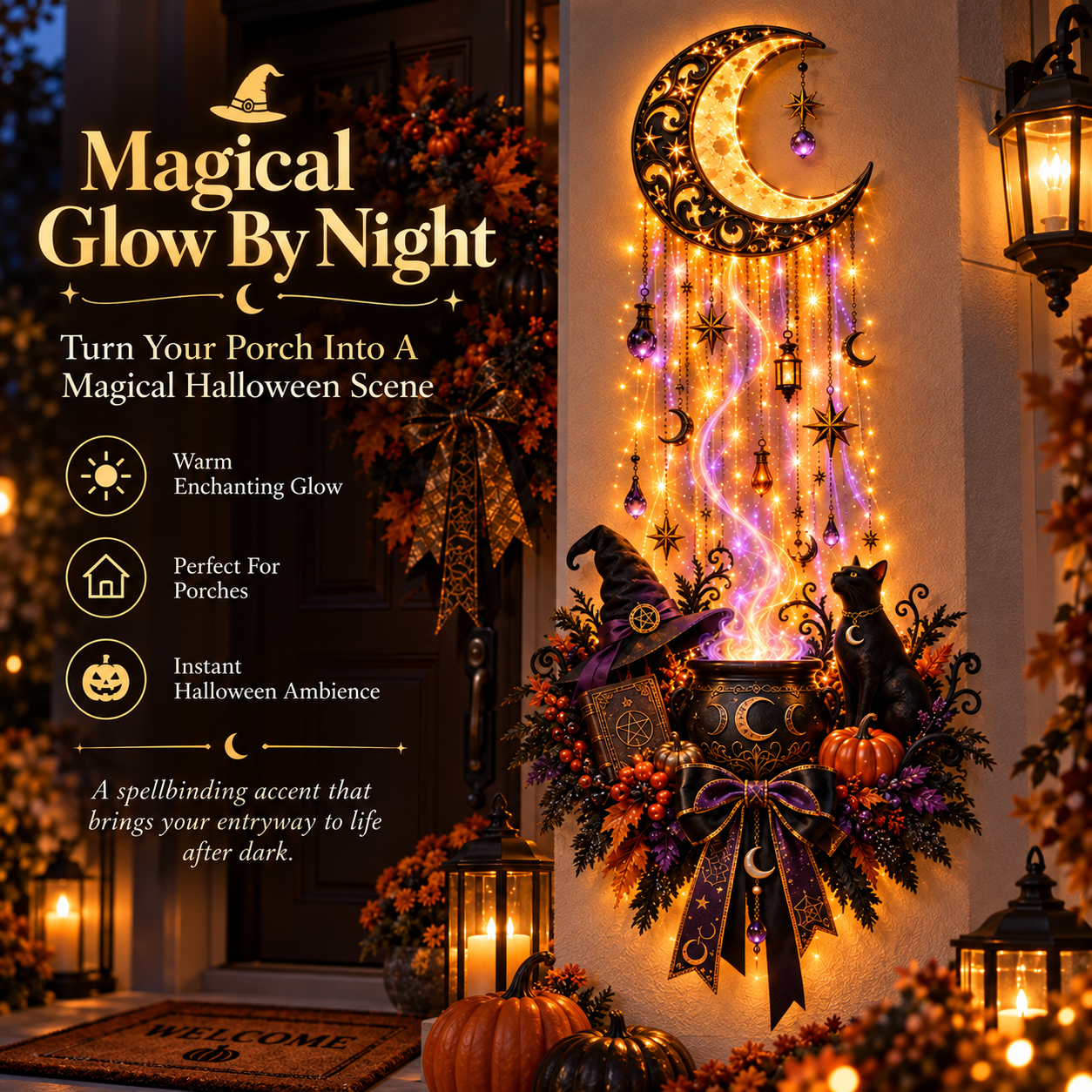 Witch Moonlight Brew glowing at night