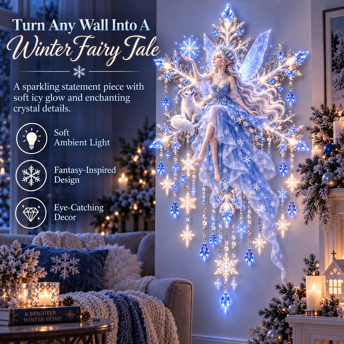 Ice Snow Elf Starfall Wall Light winter fairy tale decor