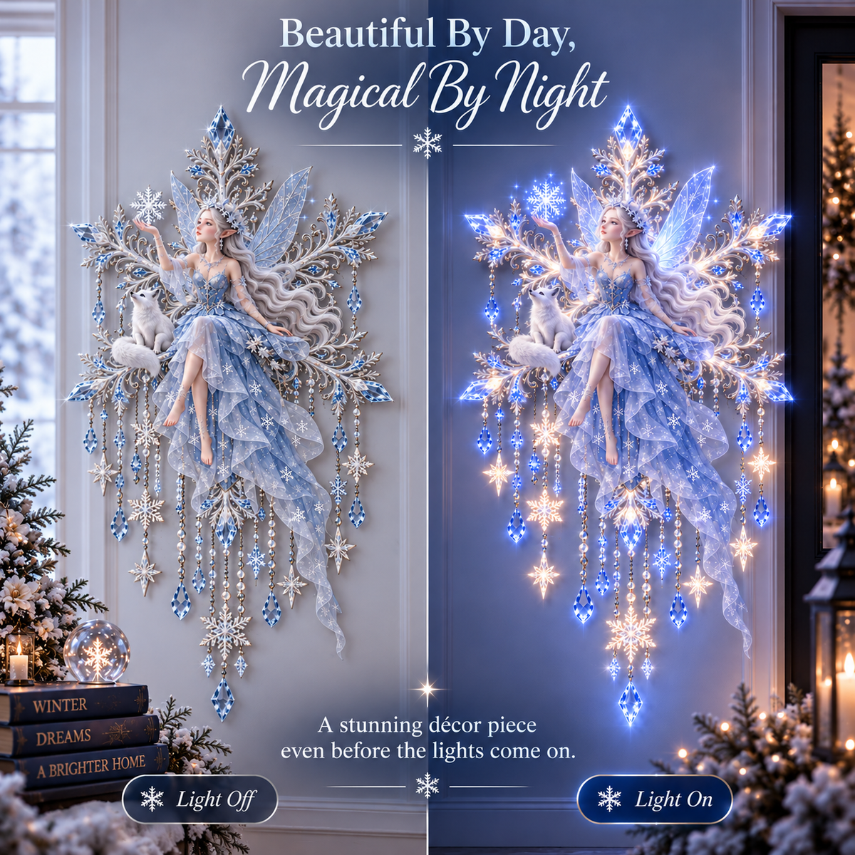 Ice Snow Elf Wall Light day and night