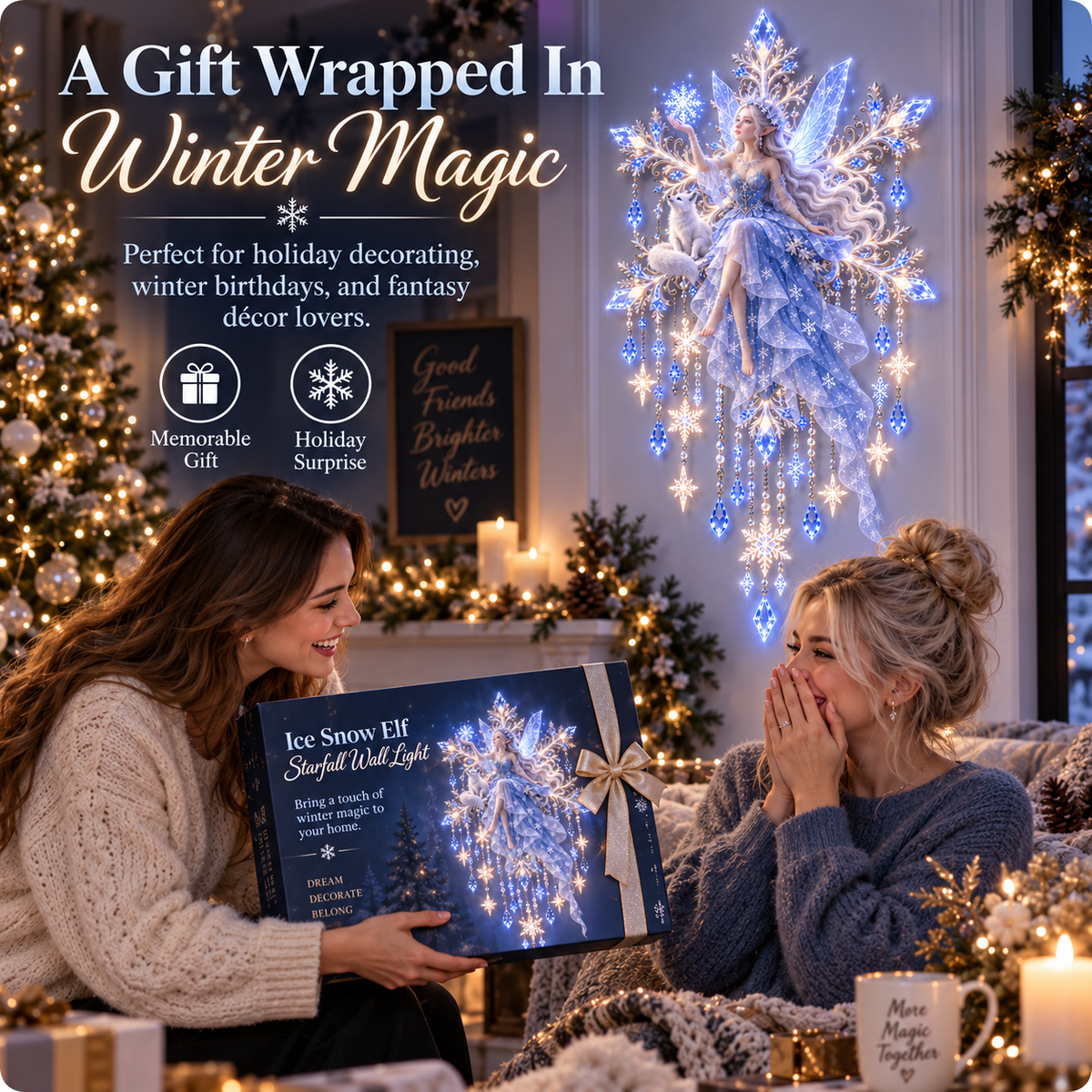 Ice Snow Elf Starfall Wall Light winter gift