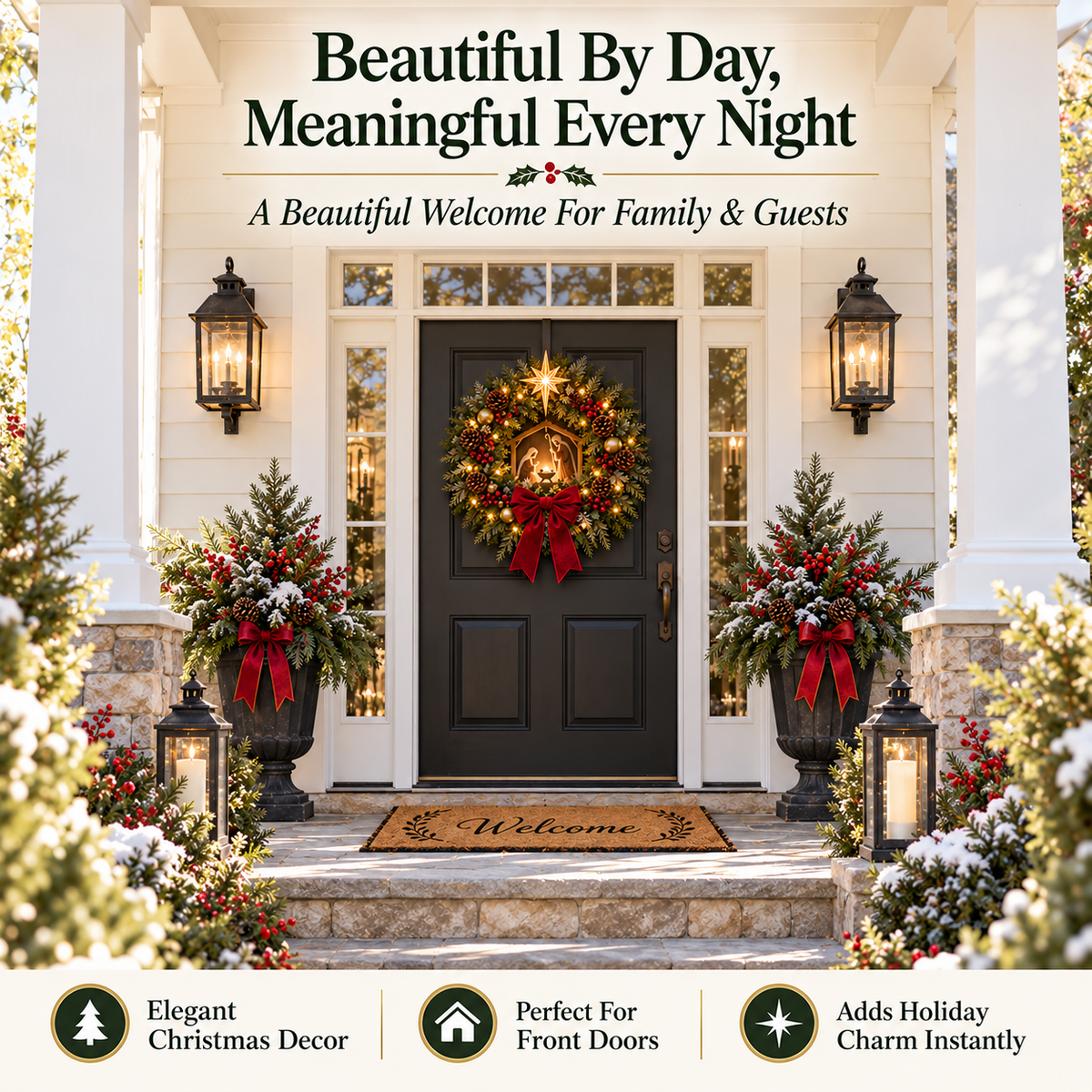 🔥Last Day 49% OFF🔥✝️ Lighted Bethlehem Nativity Wreath