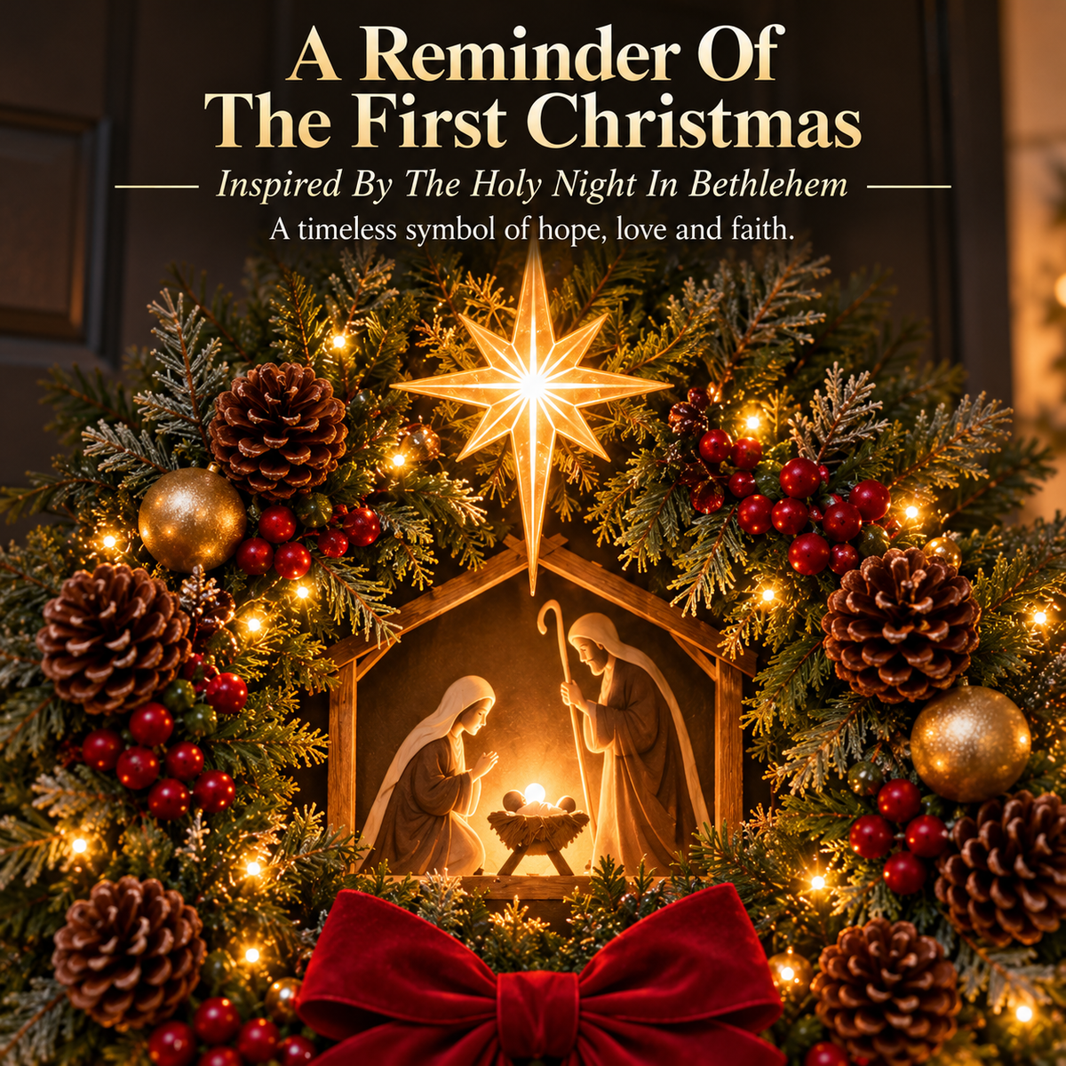 🔥Last Day 49% OFF🔥✝️ Lighted Bethlehem Nativity Wreath