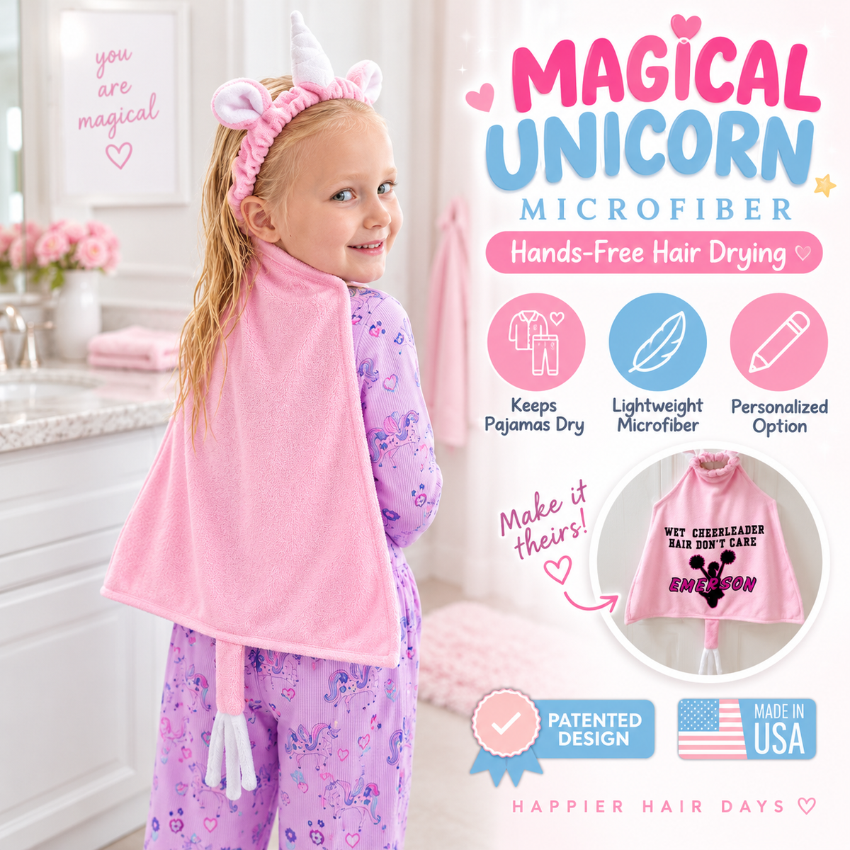 Cute & Cozy Wearable Hair Drying Towel for Kids