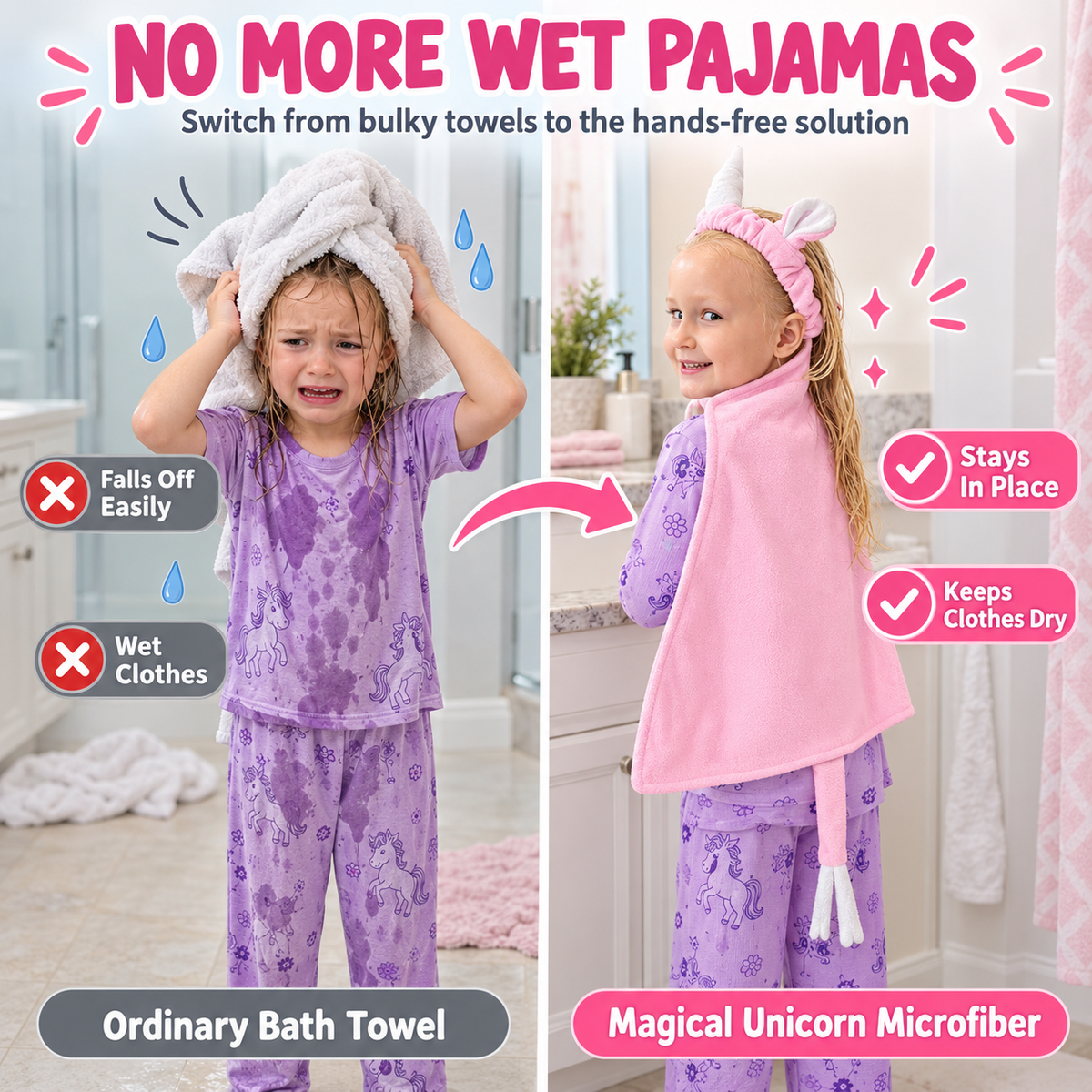 Cute & Cozy Wearable Hair Drying Towel for Kids