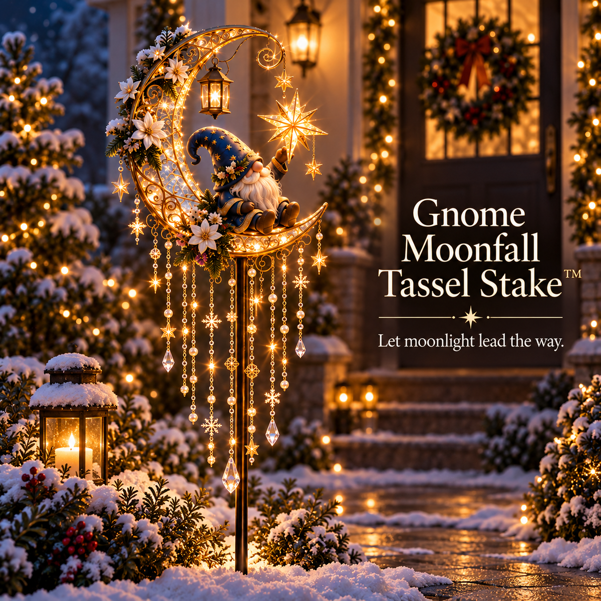 ✨ Last Day 49% OFF✨ 🧙Gnome Moonfall Tassel Stake™ – Solar Lighted Christmas Garden Decor 🎄