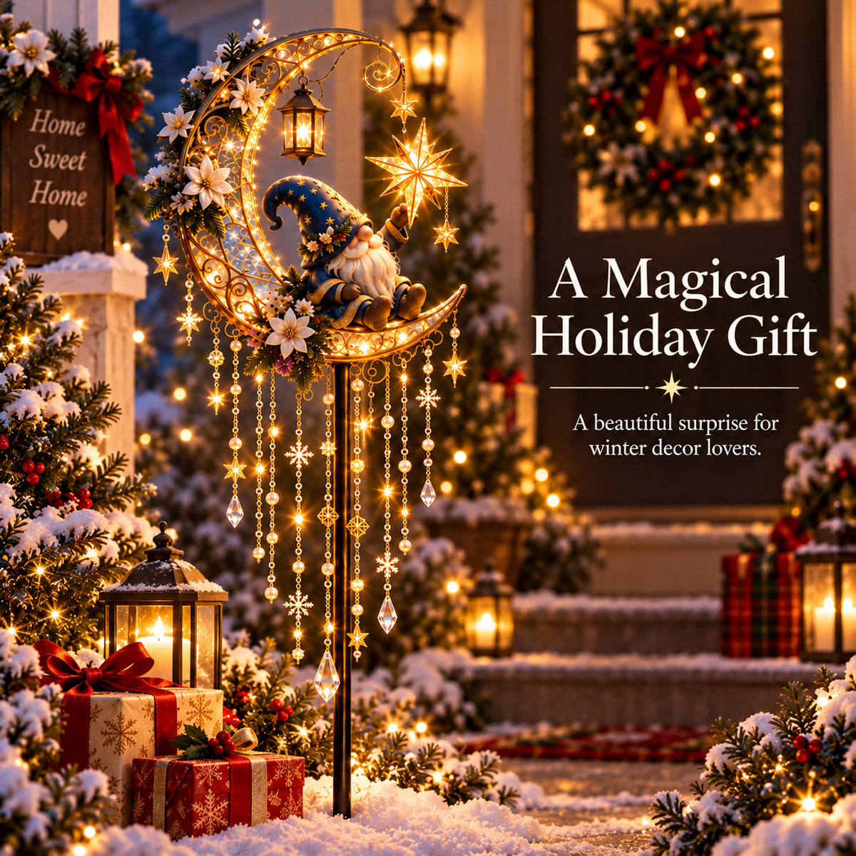 ✨ Last Day 49% OFF✨ 🧙Gnome Moonfall Tassel Stake™ – Solar Lighted Christmas Garden Decor 🎄