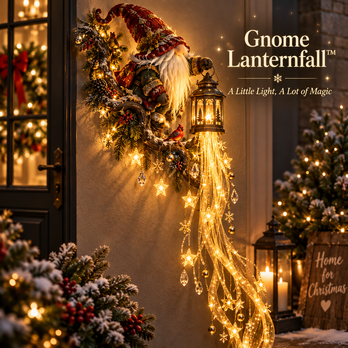 ✨ Last Day 49% OFF✨🎄✨ Gnome Lanternfall Wall Light™ – Long Cascading Christmas Wall Decor 🏮