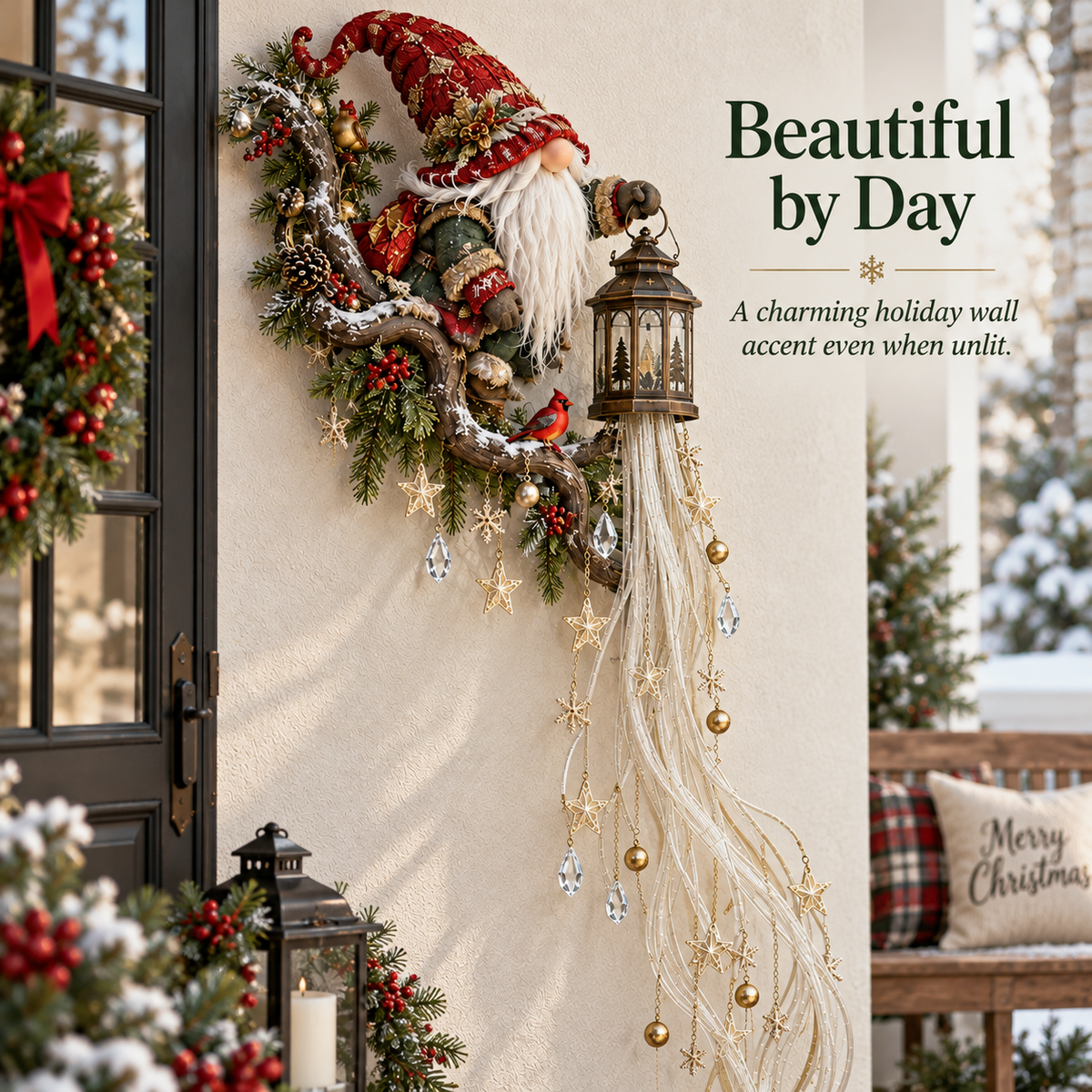 ✨ Last Day 49% OFF✨🎄✨ Gnome Lanternfall Wall Light™ – Long Cascading Christmas Wall Decor 🏮