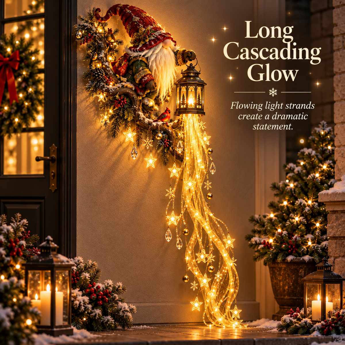 ✨ Last Day 49% OFF✨🎄✨ Gnome Lanternfall Wall Light™ – Long Cascading Christmas Wall Decor 🏮