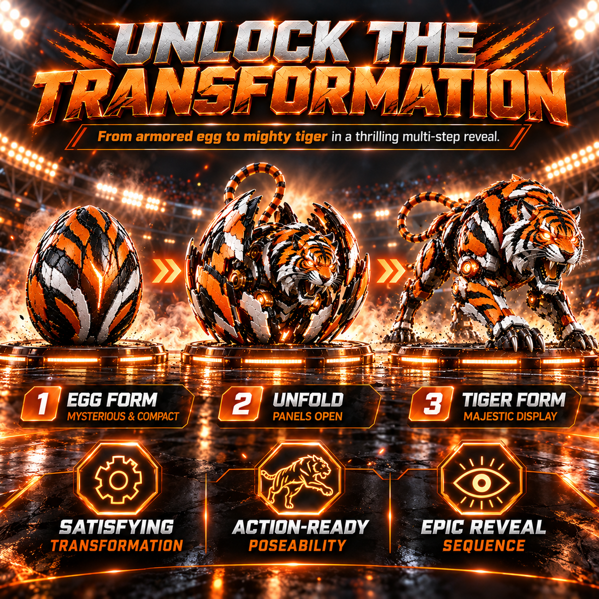 🐯TigerMorph – Egg to Tiger Transforming Mechanical Figure