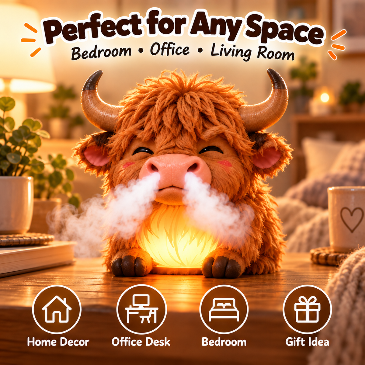 🎁✨ Highland Cow Huff™ – Tap-to-Puff Humidifier & Colorful Night Light 🐮💡
