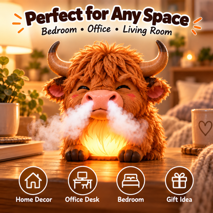 🎁✨ Highland Cow Huff™ – Tap-to-Puff Humidifier & Colorful Night Light 🐮💡