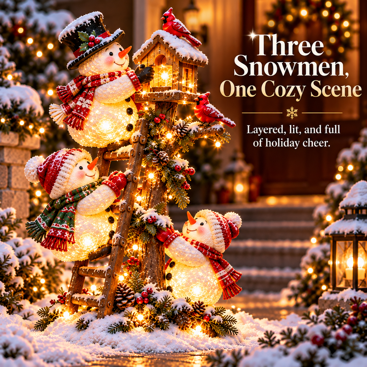 🔥 Last Day 50% Off ☃️ Snowman Birdhouse Ladder Glow™ – Lighted Christmas Porch & Yard Decor