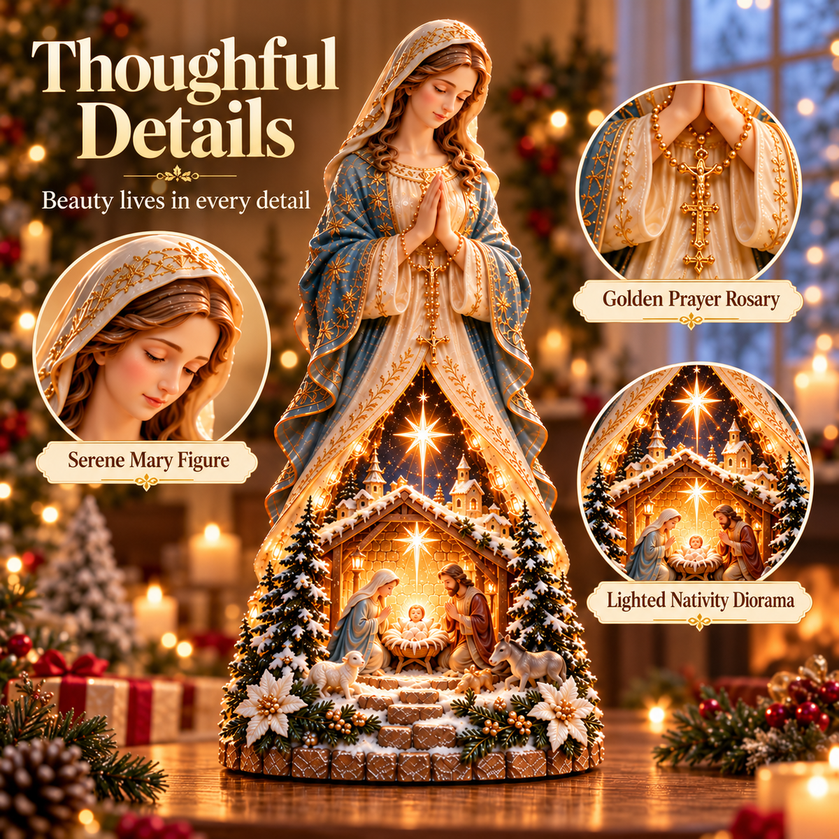 🙏✨ Last Day 49% OFF✨ Mary & Jesus Light of Faith Collection™ – Lighted Nativity Christmas Decor