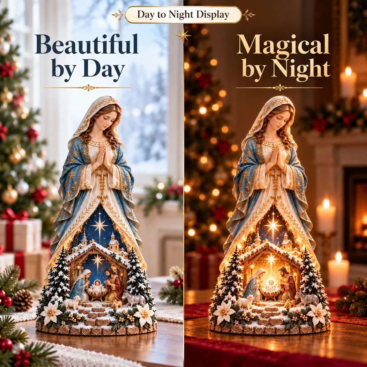 🙏✨ Last Day 49% OFF✨ Mary & Jesus Light of Faith Collection™ – Lighted Nativity Christmas Decor