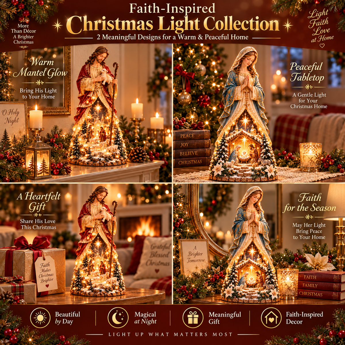 🙏✨ Last Day 49% OFF✨ Mary & Jesus Light of Faith Collection™ – Lighted Nativity Christmas Decor