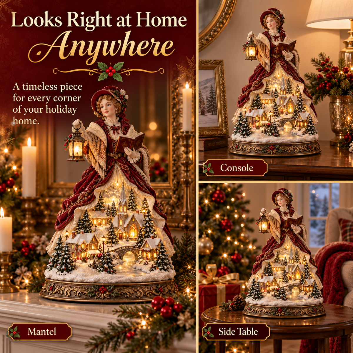 Last Day 49% OFF 🎄 Victorian Caroler Christmas Glow™ – Lighted Village Lady Tabletop Decor
