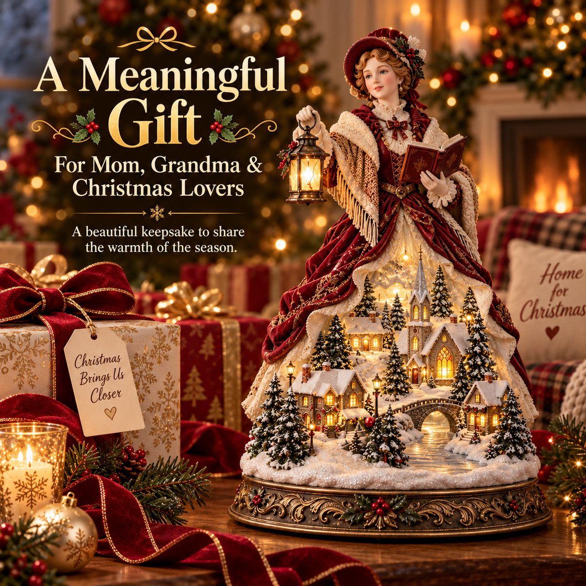 Last Day 49% OFF 🎄 Victorian Caroler Christmas Glow™ – Lighted Village Lady Tabletop Decor