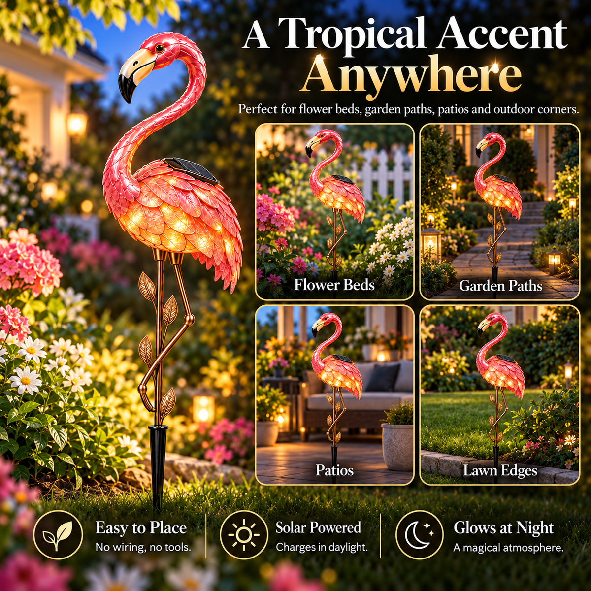 Flamingo solar light placement ideas