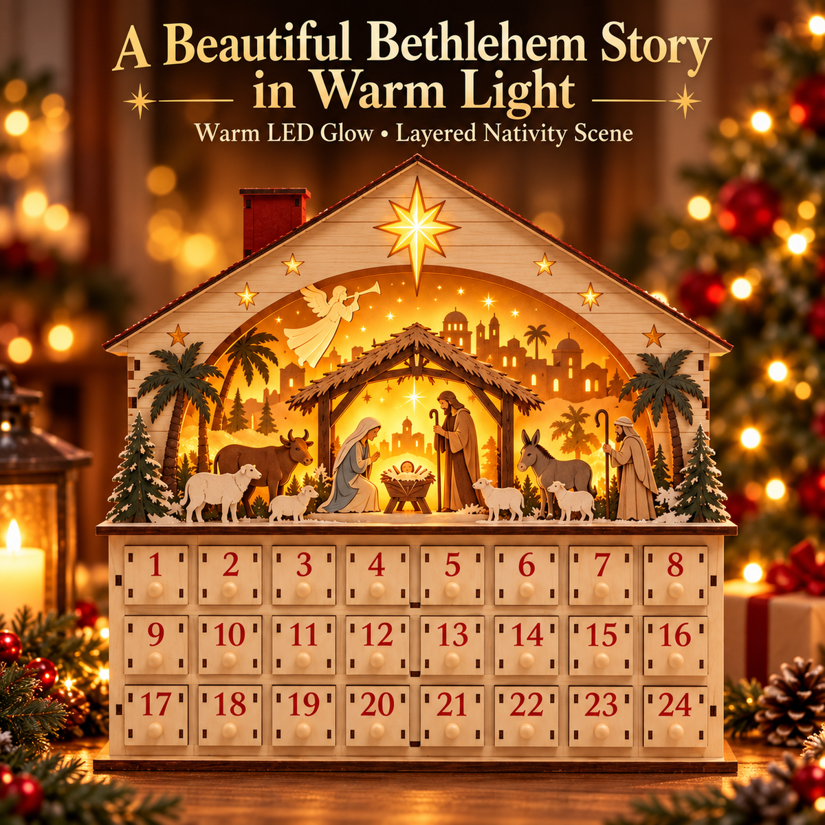 Bethlehem Nativity scene in warm light
