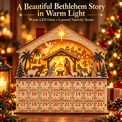 🔥Last Day 50% OFF-✨✝️Lighted Bethlehem Nativity Advent Calendar🎁
