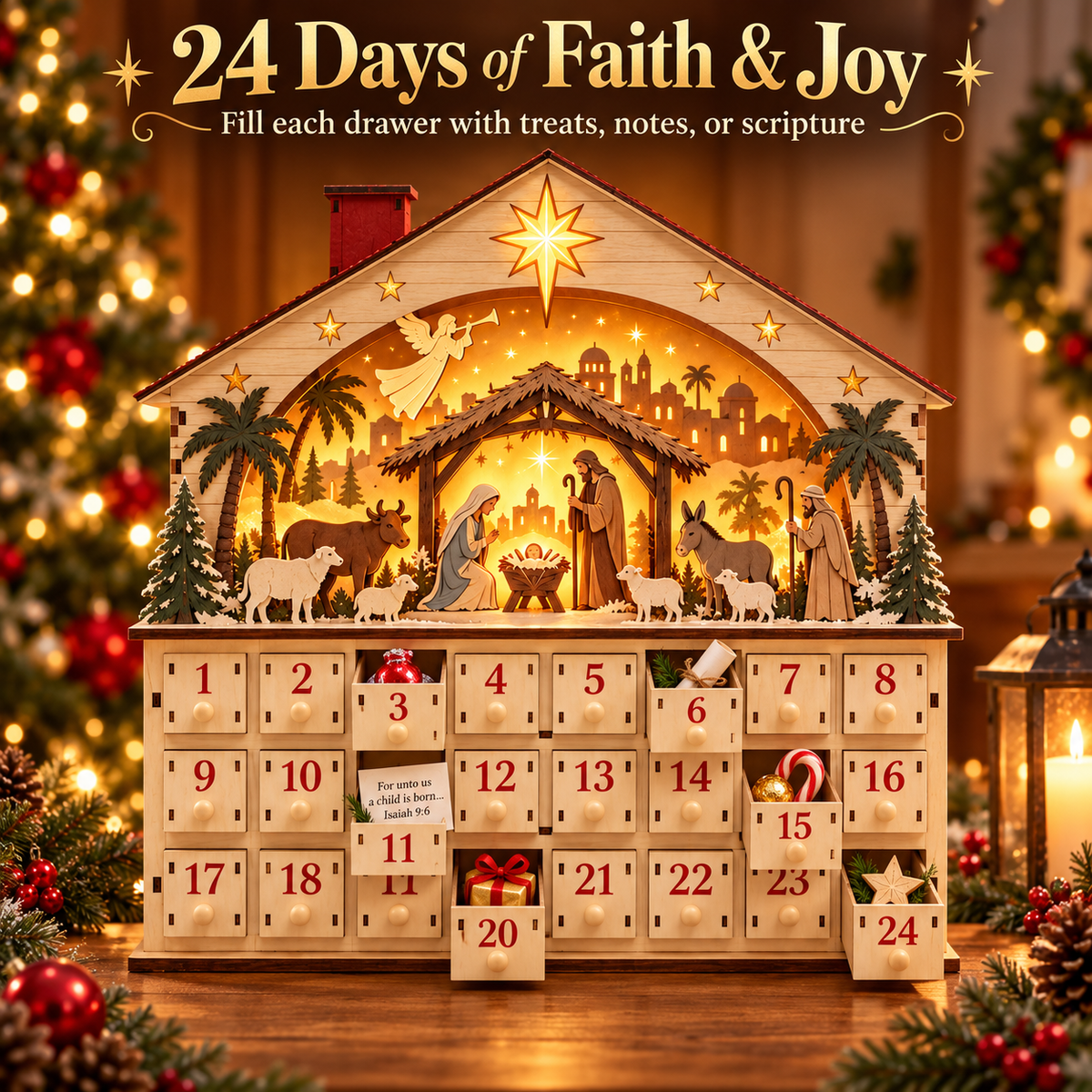 24 Days of Faith and Joy Advent Calendar drawers