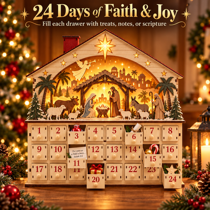 🔥Last Day 50% OFF-✨✝️Lighted Bethlehem Nativity Advent Calendar🎁