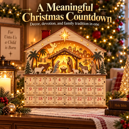 🔥Last Day 50% OFF-✨✝️Lighted Bethlehem Nativity Advent Calendar🎁