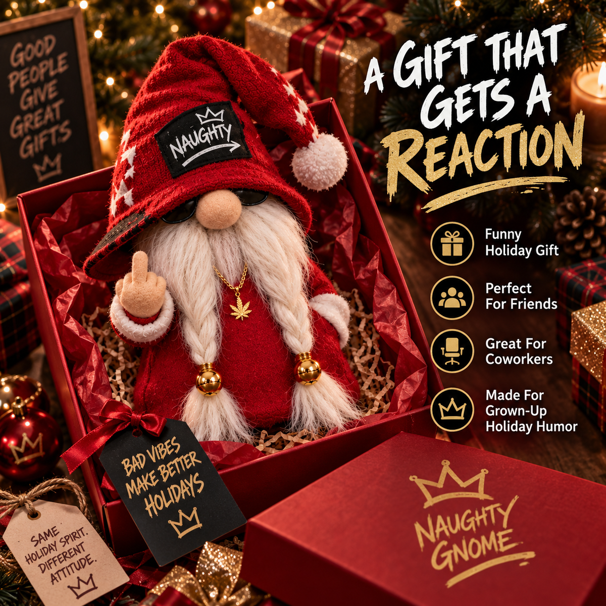 🎄🔥 Christmas Limited Edition – 😎 Naughty Hip-Hop Gnome™ 🎅🎁