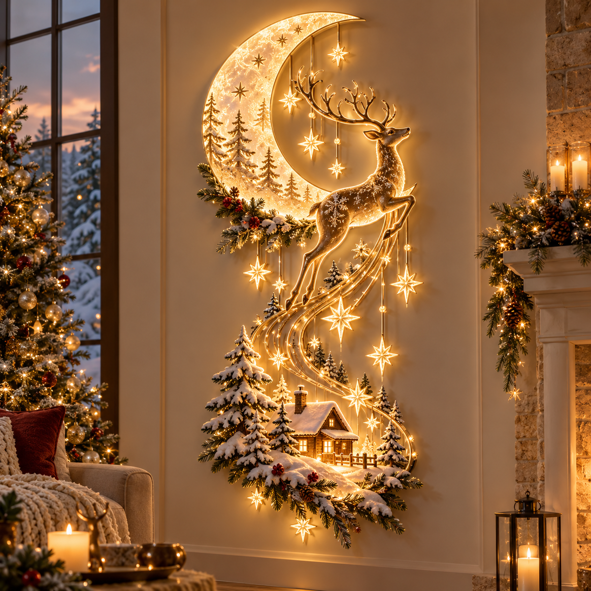 🌙 Reindeer Under the Stars™ – Cozy Christmas Cabin