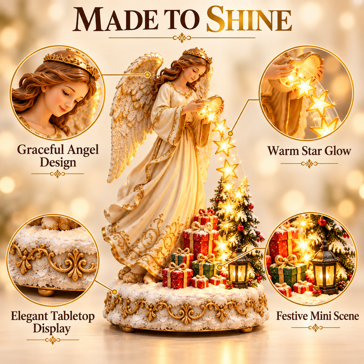 👼✨ Angel’s Cascade of Stars | Lighted Christmas Tabletop Decoration 🎄