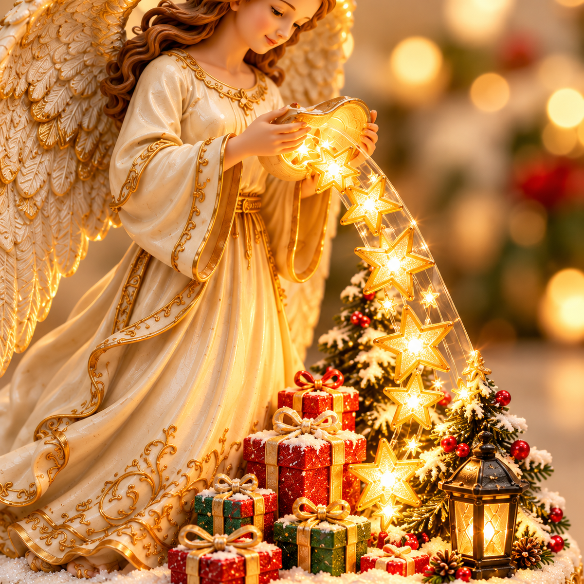 👼✨ Angel’s Cascade of Stars | Lighted Christmas Tabletop Decoration 🎄