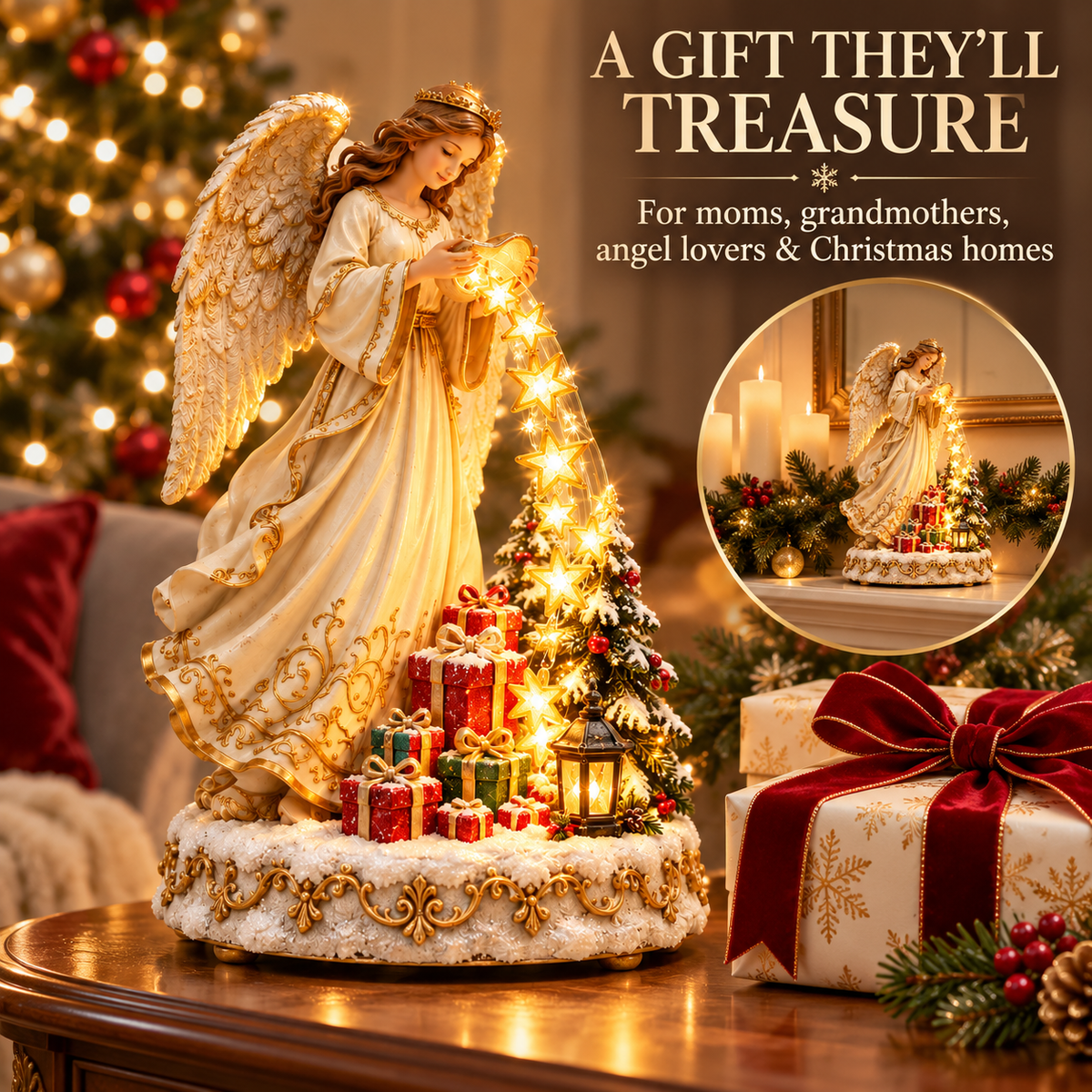 👼✨ Angel’s Cascade of Stars | Lighted Christmas Tabletop Decoration 🎄