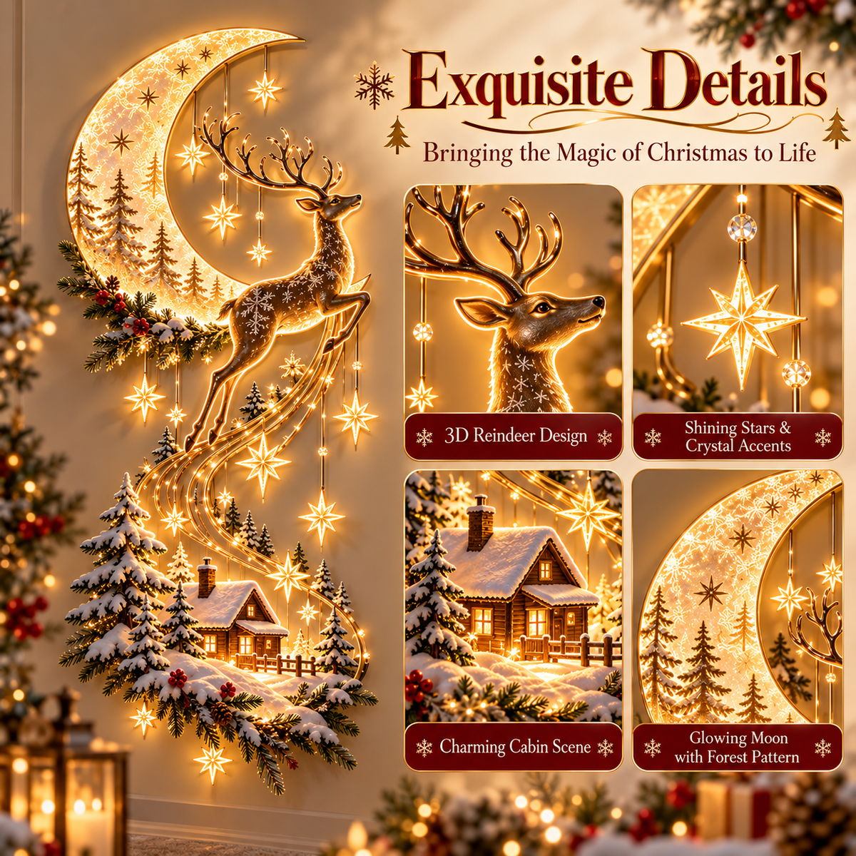 🌙 Reindeer Under the Stars™ – Cozy Christmas Cabin