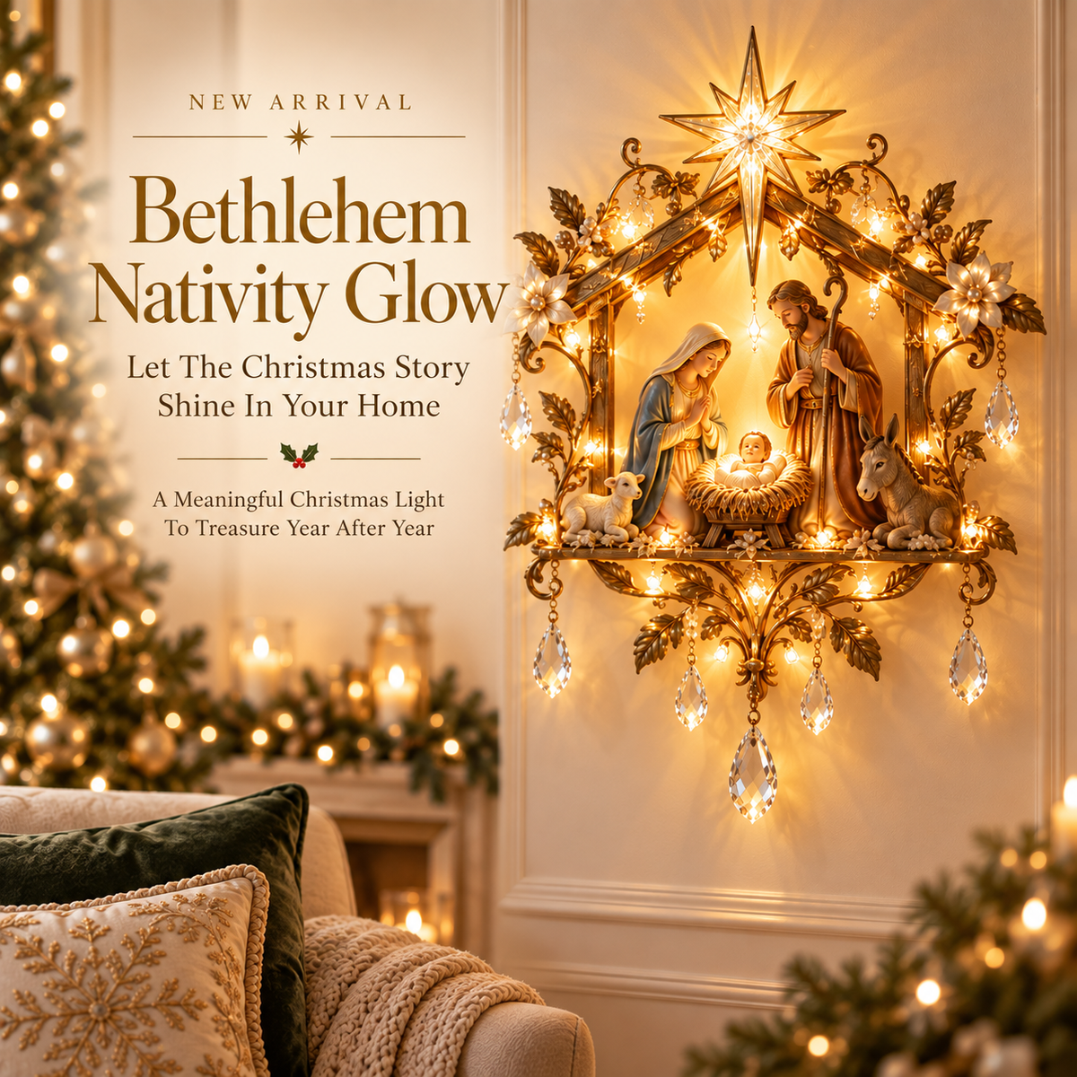 Bethlehem Nativity Glow Lighted Wall Decor