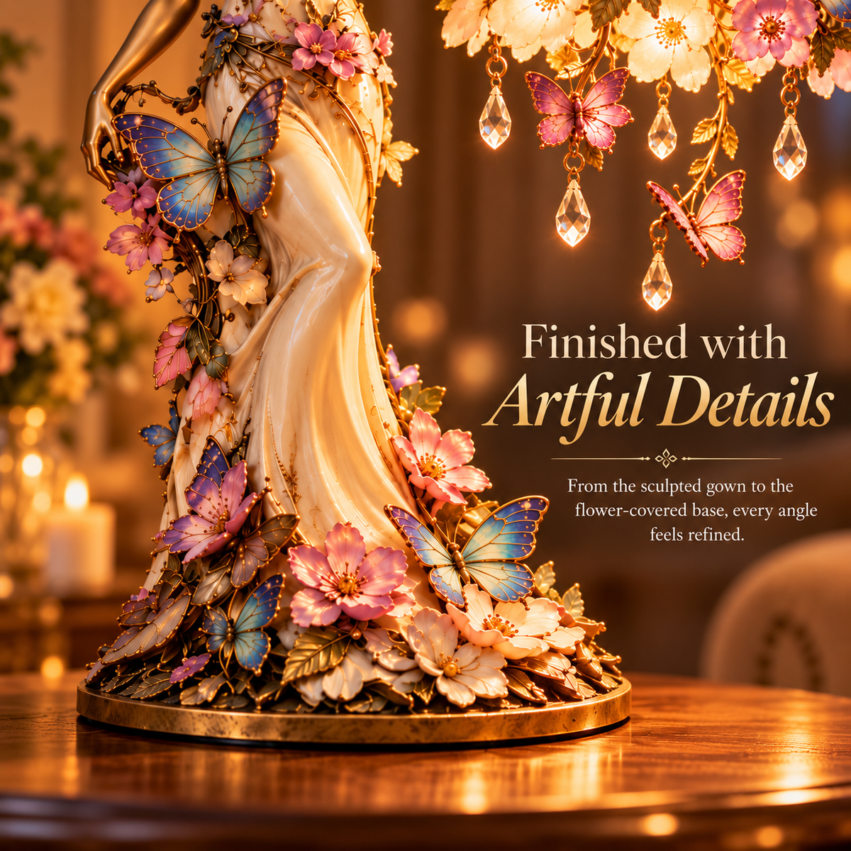 Butterfly Lady lamp artful details