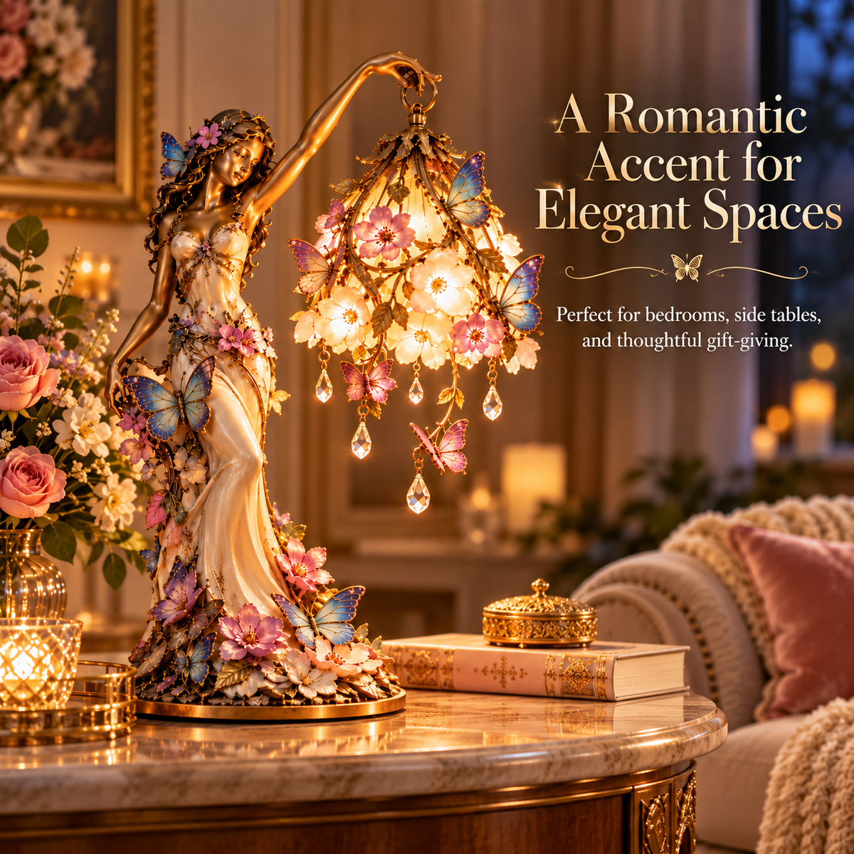 Butterfly Lady Accent Lamp in elegant home