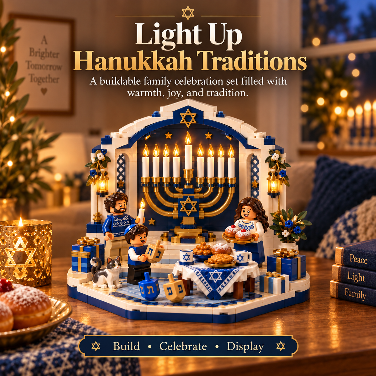 Hanukkah Family Light Building Block Display Set