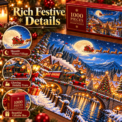 🎅 1000-Piece Christmas Village Puzzle – A Cozy Holiday Night to Build Together